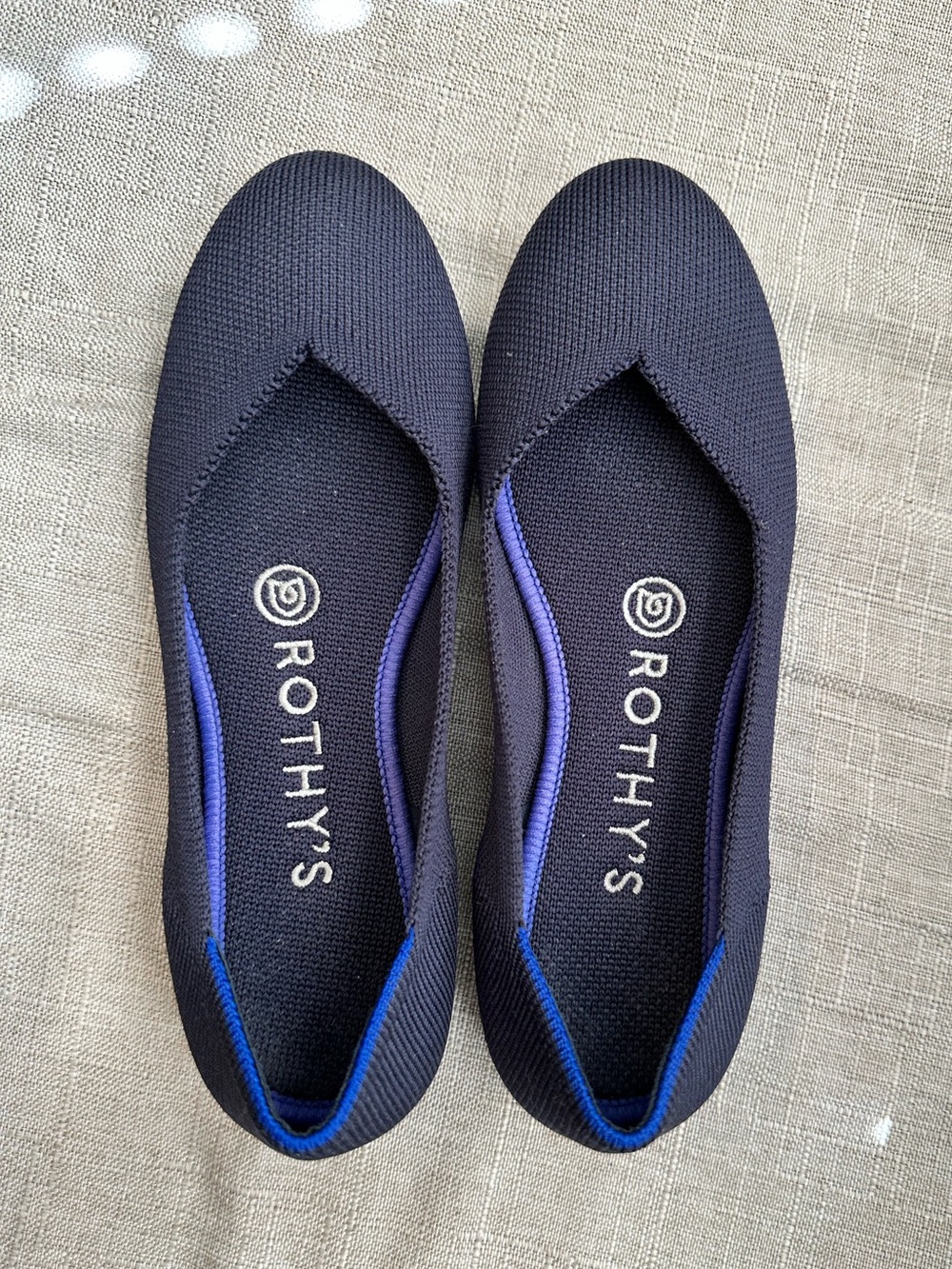 Rothy’s The Flat round-toe slip-on ballet flats in the Maritime Navy colorway 5
